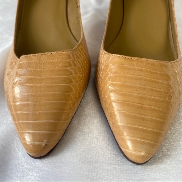 Lauren Ralph Lauren Yellow Faux Snakeskin Heels - Picture 4 of 11